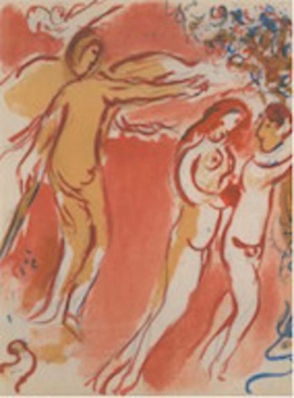Chagall - Bibel II - Adam und Eva; Vertreibung aus dem irdischen Paradies